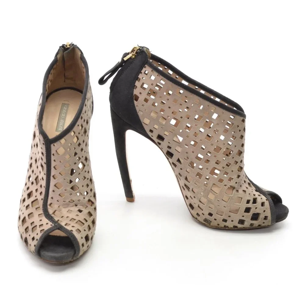 Giorgio Armani High Heel Cutout Open Toe Bootie 38